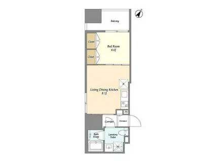 NIFIT日本橋横山町(1LDK/8階)の間取り写真