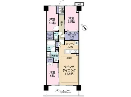 クレストシティ鎌倉大船サウス(3LDK/2階)の間取り写真