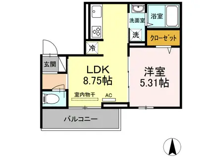 ホライゾンⅡ(1LDK/3階)の間取り写真