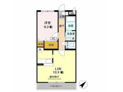 エスペランサ(1LDK/4階)の間取り写真