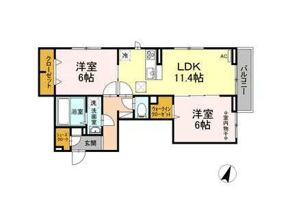 MAISON DES ANGES(2LDK/1階)の間取り写真