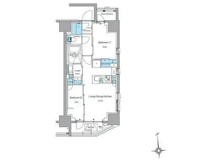 ルフォンプログレ上野稲荷町(2LDK/3階)の間取り写真