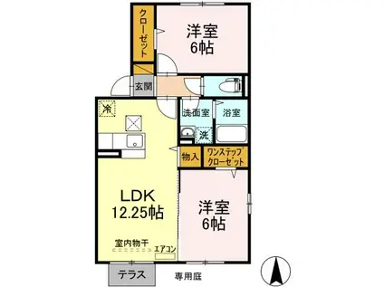 セントアンドリュースA棟(2LDK/1階)の間取り写真
