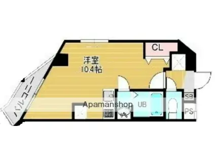 パルク奥浅草(ワンルーム/3階)の間取り写真