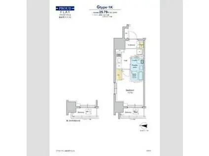 プラウドフラット錦糸町ウエスト(1K/11階)の間取り写真