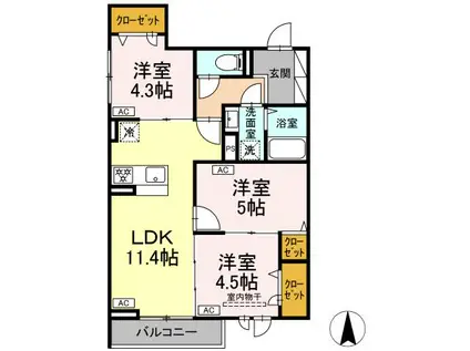 セレスティア荒川II(3LDK/3階)の間取り写真