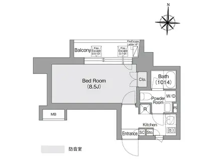 コンフォリア・リヴ森下MUTIO(1K/6階)の間取り写真