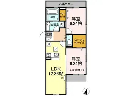 ソレイユM(2LDK/1階)の間取り写真