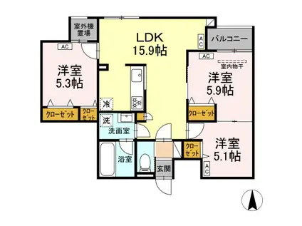 MOCRAFT中葛西(3LDK/1階)の間取り写真