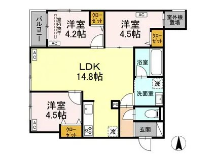 MOCRAFT中葛西(3LDK/1階)の間取り写真