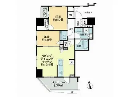 BRILLIA東上野(2LDK/13階)の間取り写真