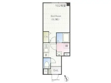 コーラルテラス南砂(1K/1階)の間取り写真