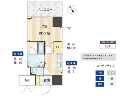 アルファレジデンシア南千住(1K/7階)の間取り写真
