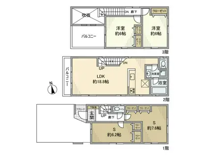 東京地下鉄日比谷線 三ノ輪駅 徒歩9分 3階建 築14年(2SLDK)の間取り写真