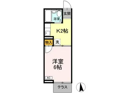 ブルミエ・ド・クレールII(1K/1階)の間取り写真