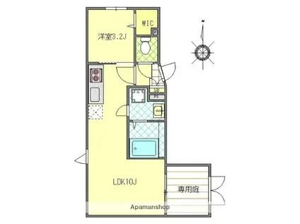 MONOLITH錦糸町(1LDK/1階)の間取り写真