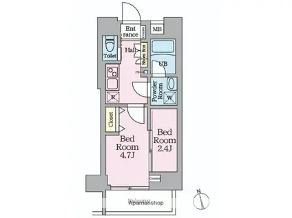 HYS桜橋MIRAIS(2K/7階)の間取り写真