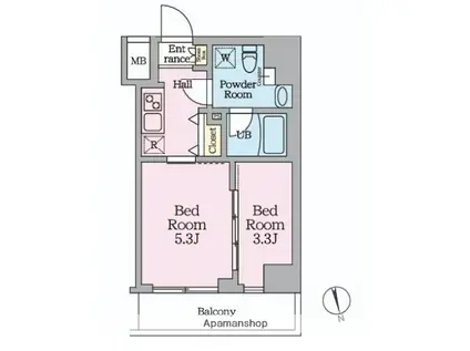 HYS桜橋MIRAIS(2K/4階)の間取り写真