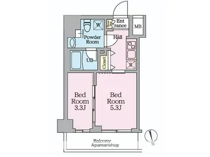 HYS桜橋MIRAIS(2K/4階)の間取り写真