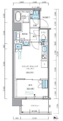 パークアクシス新大橋(1LDK/6階)の間取り写真