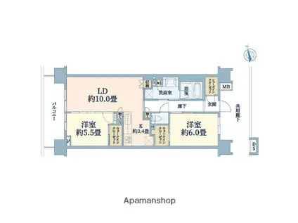 バウス西大島(2LDK/2階)の間取り写真