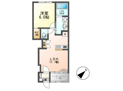 クレシア アベニューCRECIA AVENUE(1LDK/1階)の間取り写真