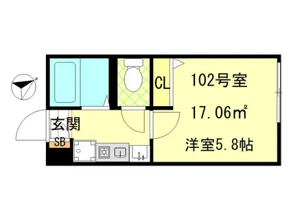 LECOCON平井(1K/1階)の間取り写真