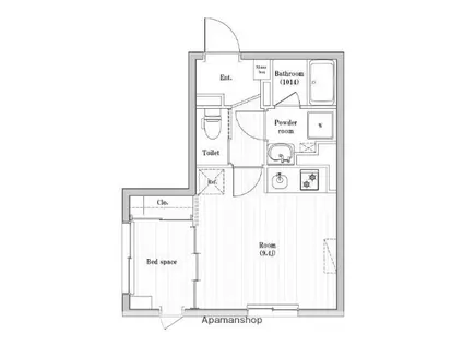 ハーモニーフラッツ住吉(1DK/4階)の間取り写真