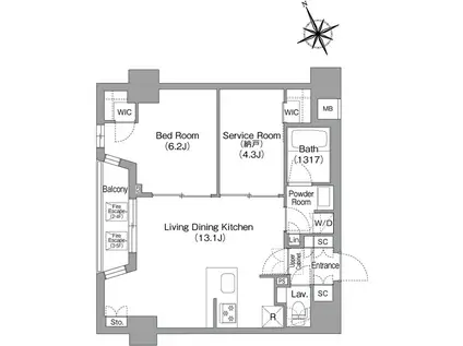 コンフォリア中葛西(1SLDK/5階)の間取り写真