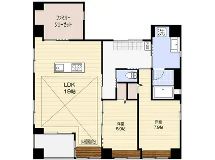 KTハウス(2SLDK/7階)の間取り写真