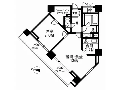 ミレニアムガーデンコート(1LDK/8階)の間取り写真
