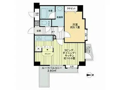 ライオンズマンション町屋第3(1LDK/6階)の間取り写真