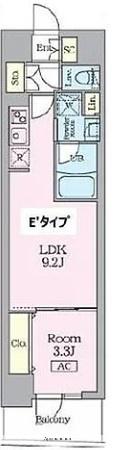 GADENXAVIS門前仲町(1LDK/3階)の間取り写真