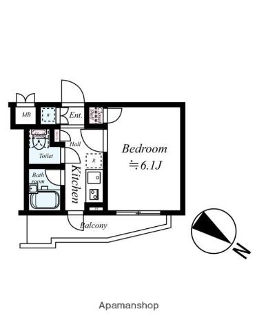ルーブル新宿西落合七番館(1K/5階)の間取り写真