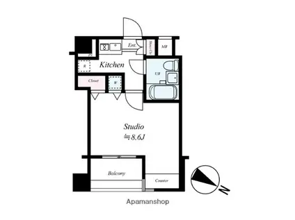 日神デュオステージ笹塚西館(1K/1階)の間取り写真