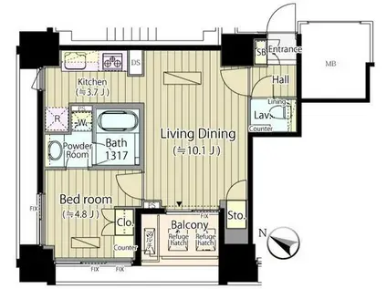 富ヶ谷スプリングス(1LDK/3階)の間取り写真