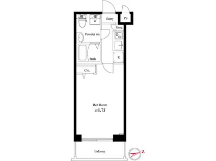 グランパーク東京ノース(1K/2階)の間取り写真