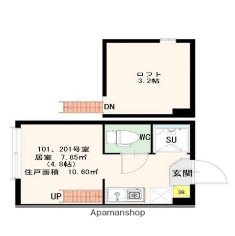 アーバンクレスト(ワンルーム/2階)の間取り写真