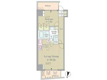 リンデンコート市ヶ谷(1LDK/8階)の間取り写真