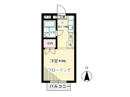 ウエストアシュール(1K/2階)の間取り写真