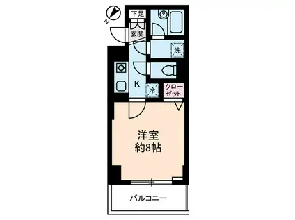 ソレイユ駒沢(1K/8階)の間取り写真