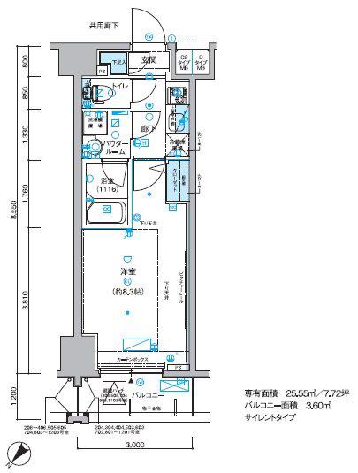 メインステージ小竹向原(1K/2階)の間取り写真