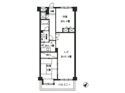 パークハイツ駒込(2LDK/3階)の間取り写真