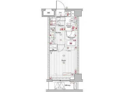 プレミアムキューブ広尾(1K/6階)の間取り写真