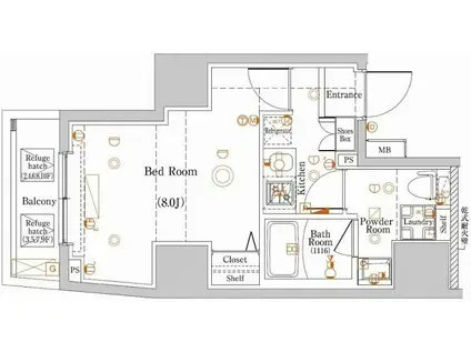 ラフィスタ板橋区役所前(1K/5階)の間取り写真