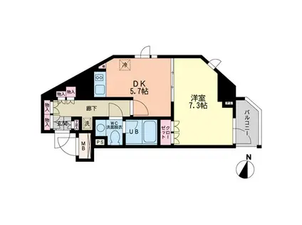 エスティメゾン哲学堂(1DK/6階)の間取り写真