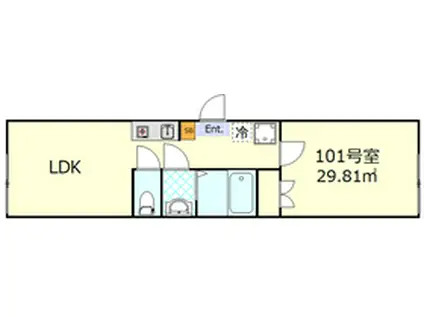 H.A.METEO(1LDK/1階)の間取り写真
