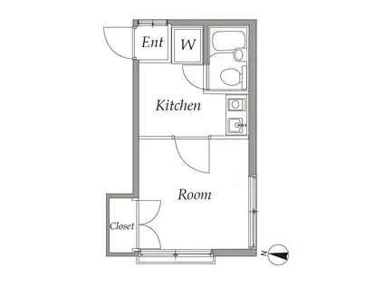 レストF(1K/1階)の間取り写真