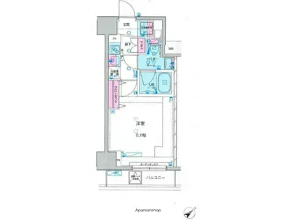 ジェノヴィア新宿中落合スカイガーデン(1K/9階)の間取り写真