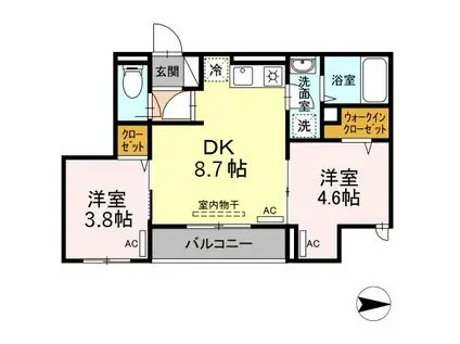 ラリュール小茂根(2DK/2階)の間取り写真